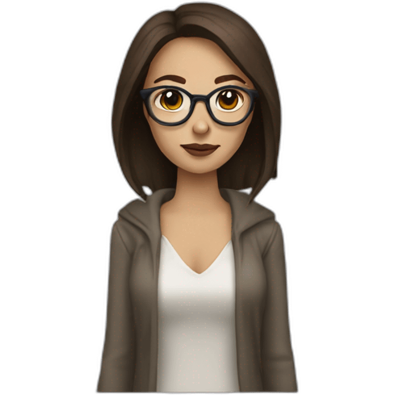 A women Sith glases and Brown hair and withe skin emoji