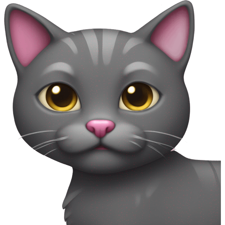 dark gray Shodlan fold cat with pink heart emoji