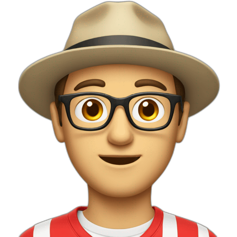 European guy with a hat, a red polo and glasses emoji