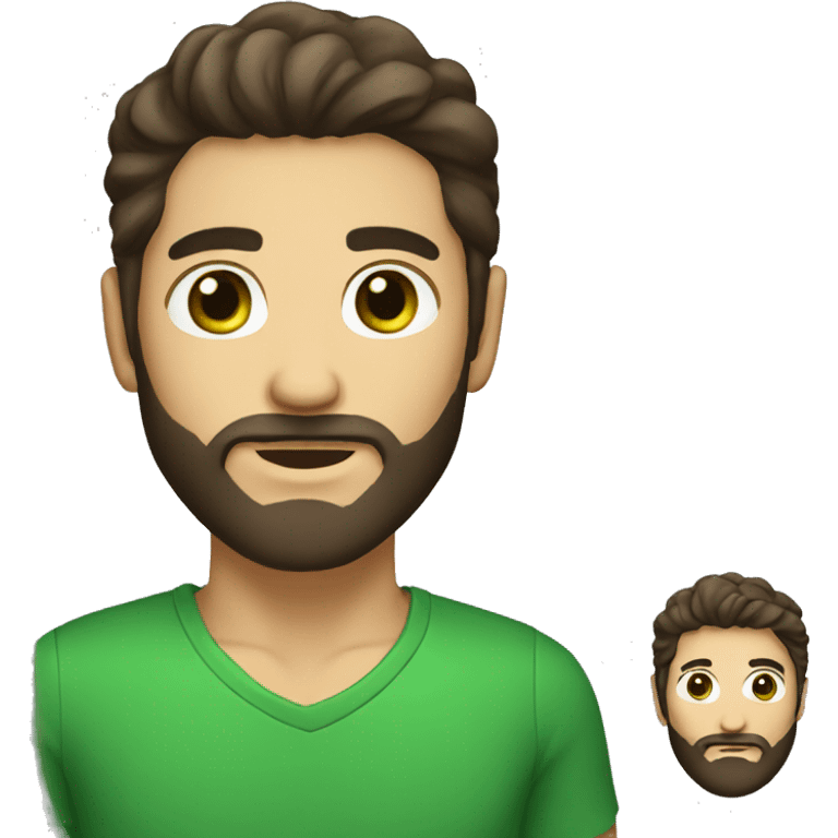 tan guy with green eyes and short, dark brown hair and long beard emoji