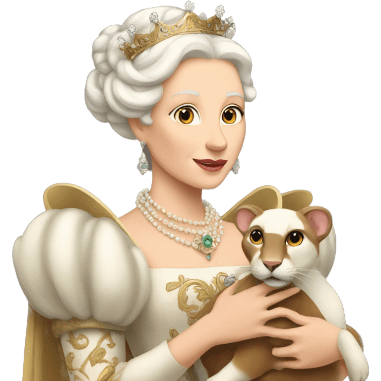 Queen holding a pet ermine emoji