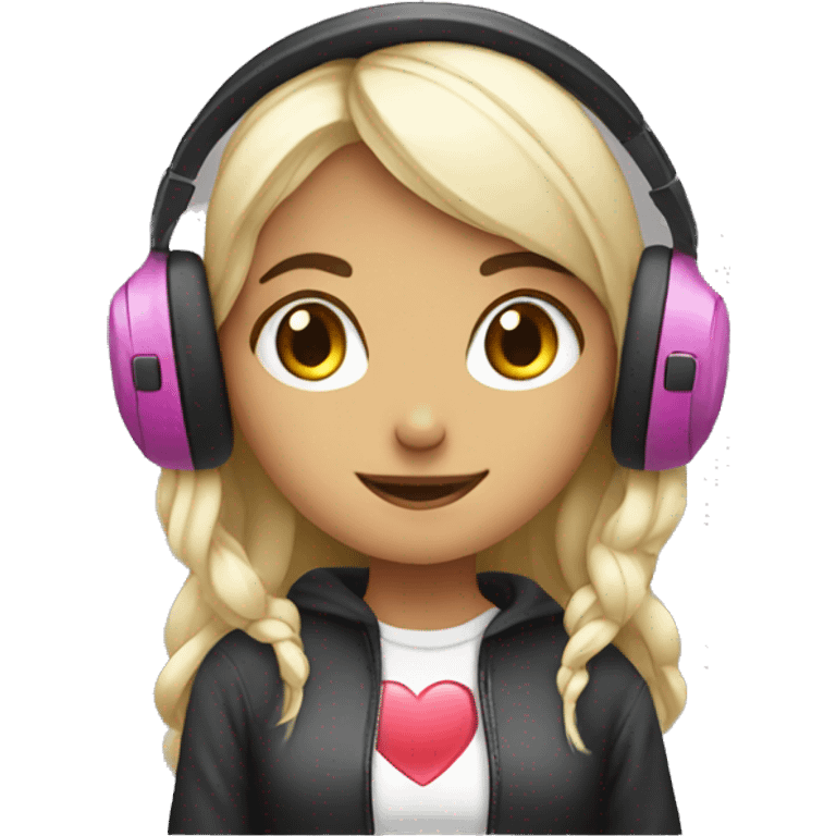 heart shaped gamer girl listening music emoji