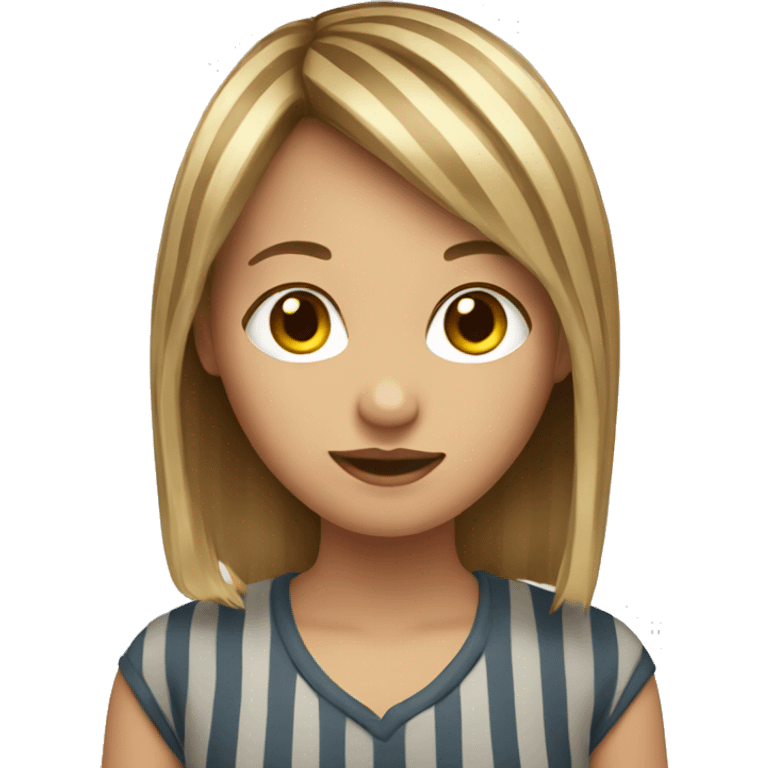 Girl with brown-blonde striped hair with bangs emoji