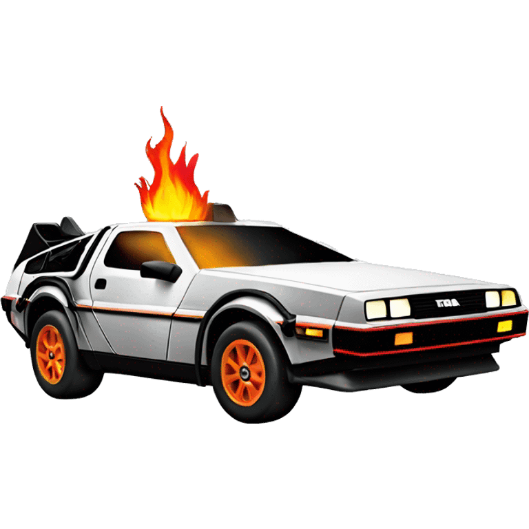 Delorean with fire emoji