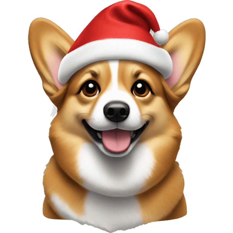 Corgi wearing Christmas hat emoji