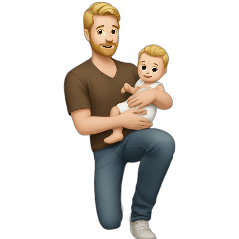 white man holding his baby emoji