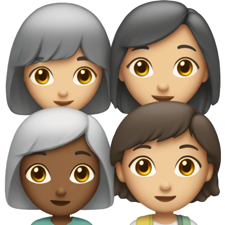 Four asian girls, best friends emoji