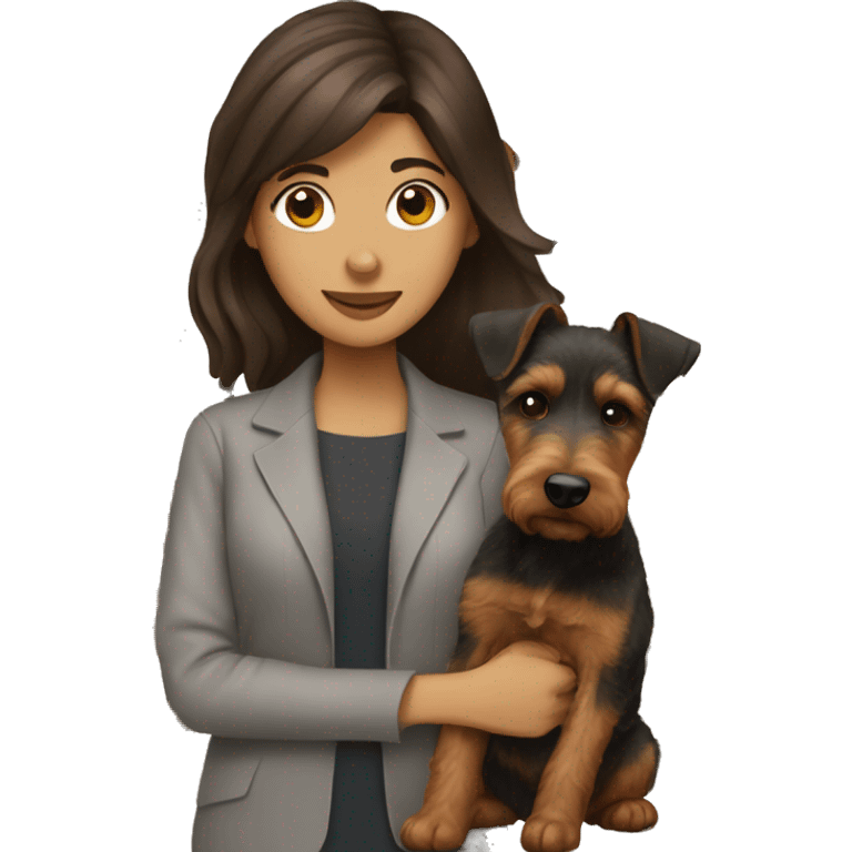 Brunette with welsh terrier emoji