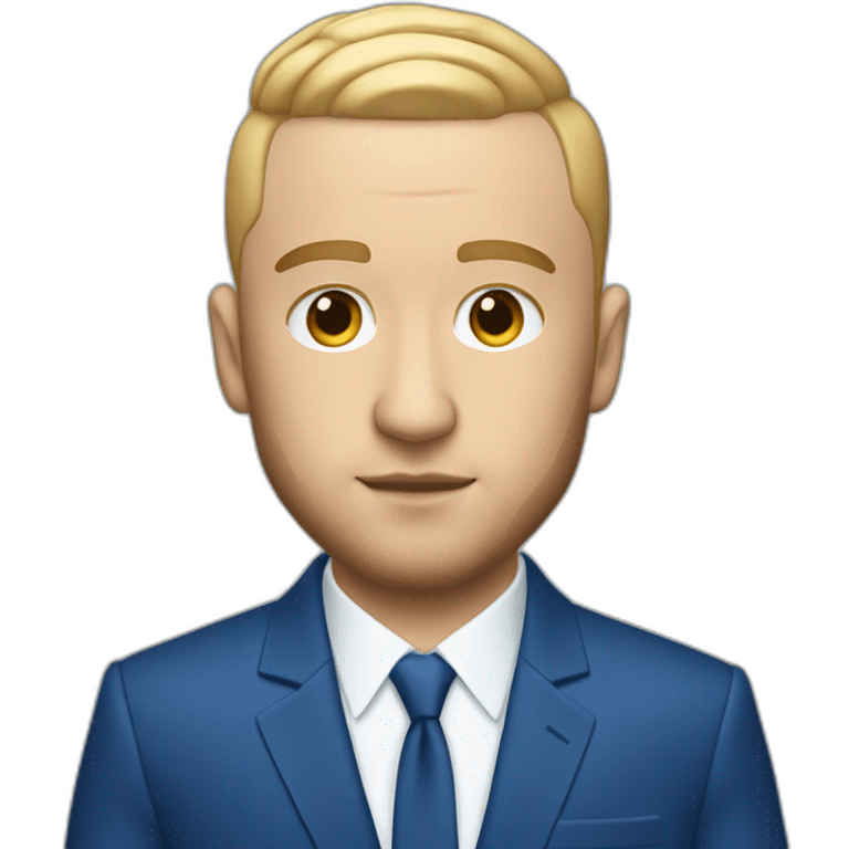 mac miller with a blonde comb over skin fade wearing a blue suit emoji