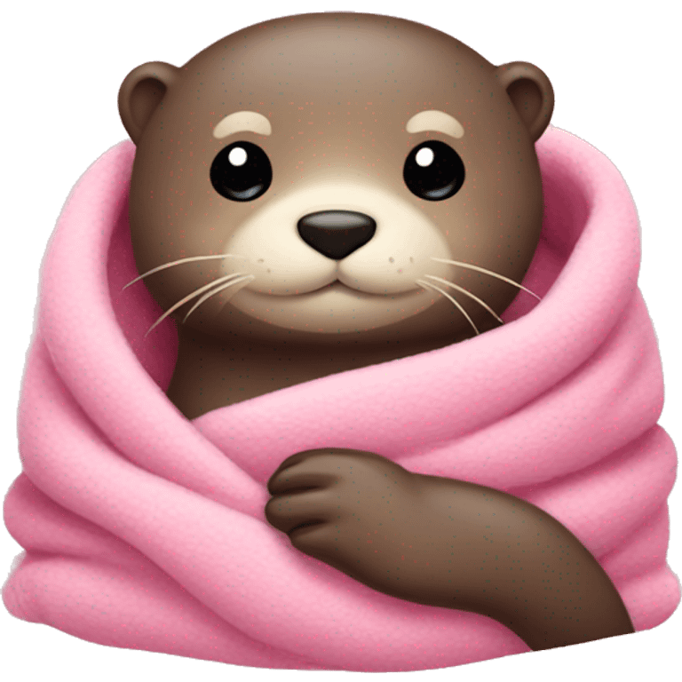 cozy otter in a pink blanket  emoji