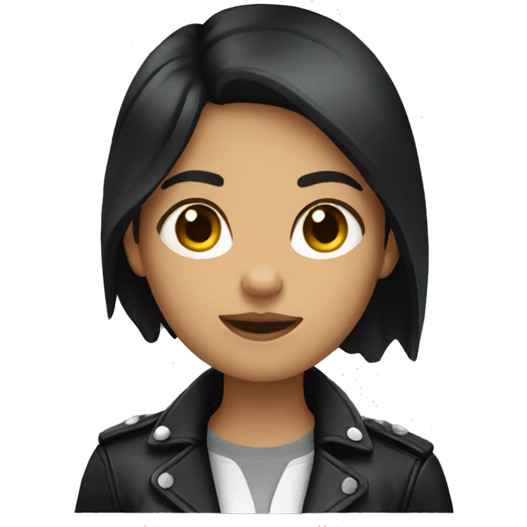 Girl with dark hair and leather jacket  emoji