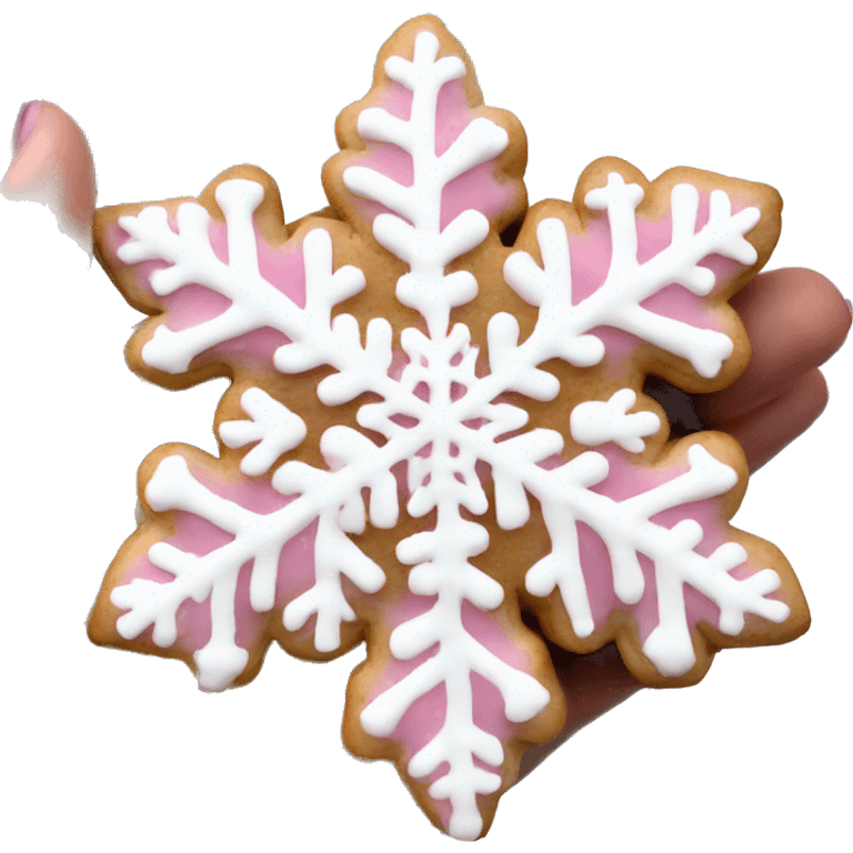 Light Pink and white snowflake Christmas cookies emoji