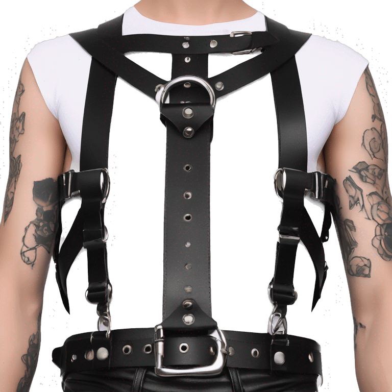 Black punk fashion chest leather harness emoji