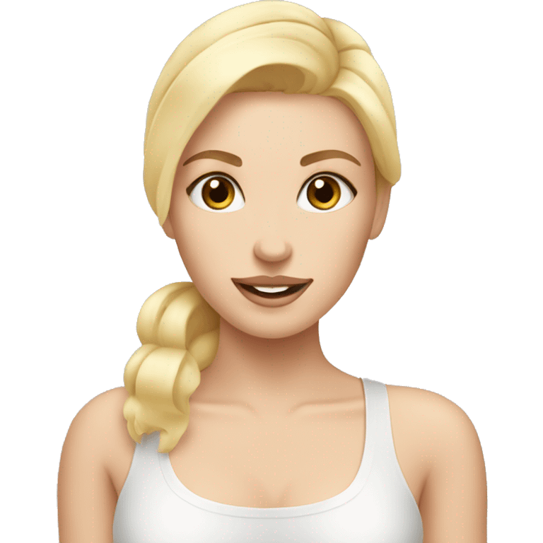 blonde girl doing skin care emoji