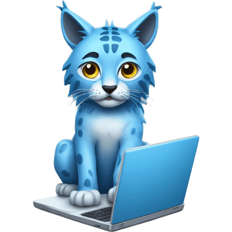 A blue lynx with a laptop emoji