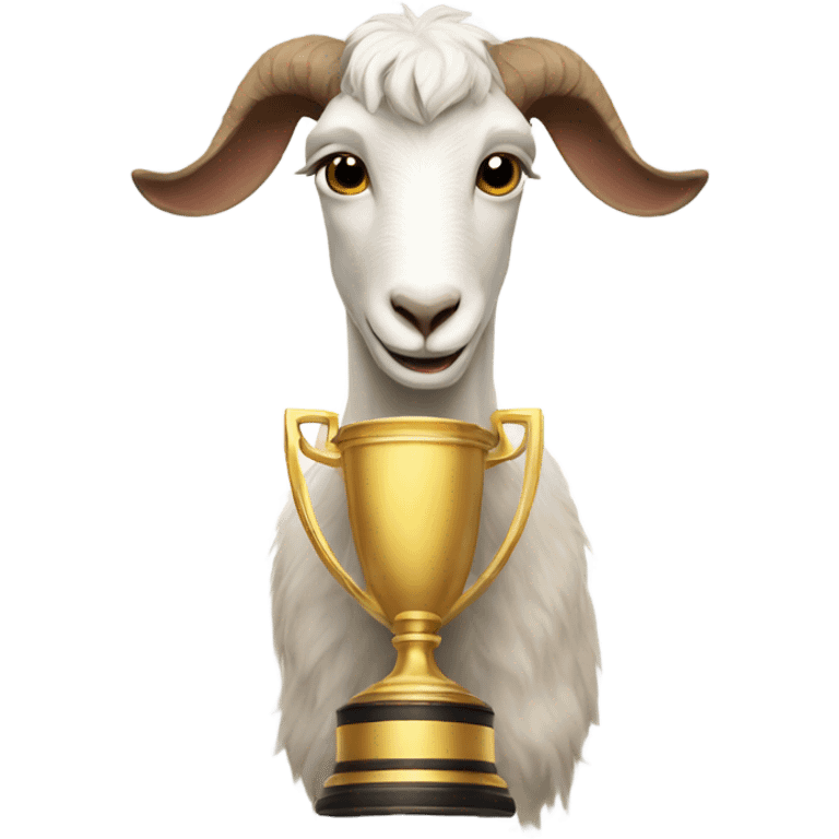 GOAT holding trophy emoji