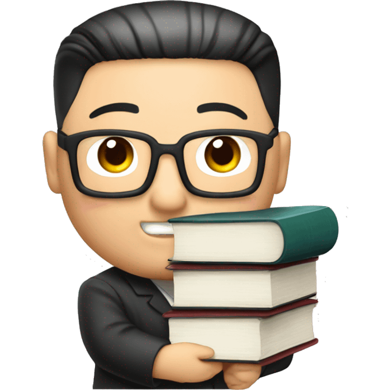 kim jong-un holding a stack of books emoji