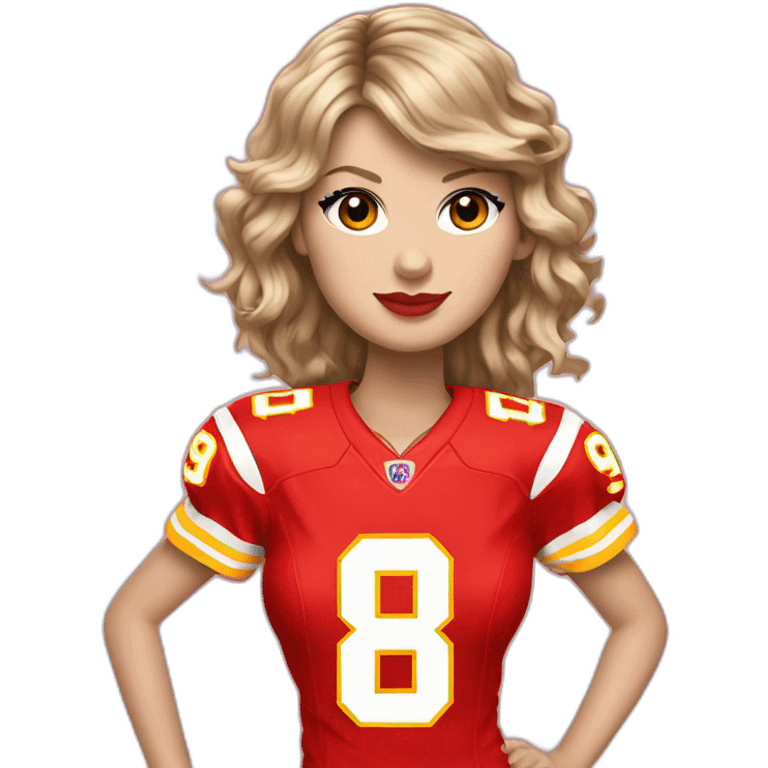 taylor swift wearing chiefs jersey number 87 emoji