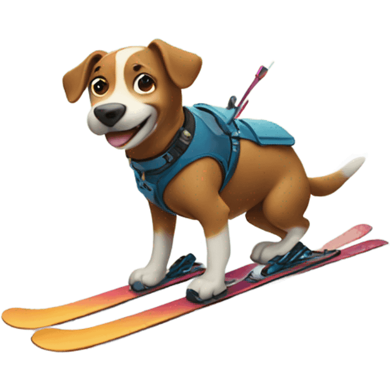 A dog skiing down a mountain  emoji