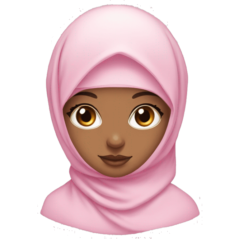 hijabi with lashes in baby pink with cute cat with bow emoji