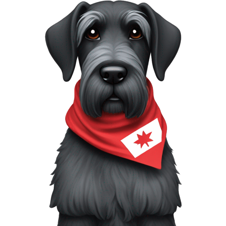 Giant schnauzer wearing a Chicago flag bandanna around its neck emoji