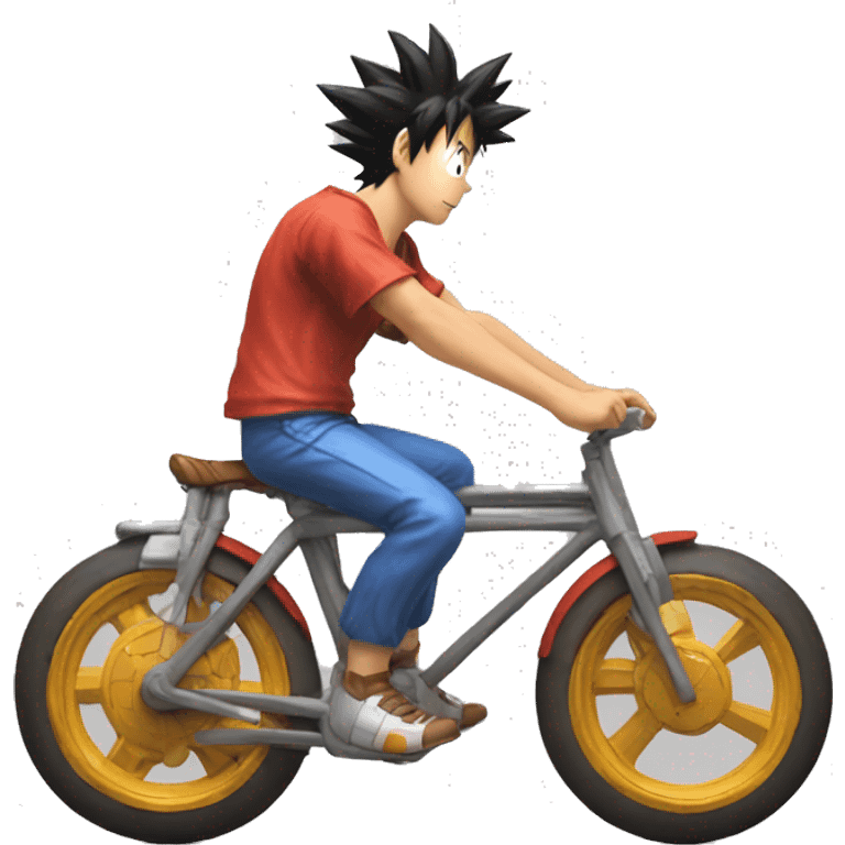 Songoku et Luffy sur un velo emoji