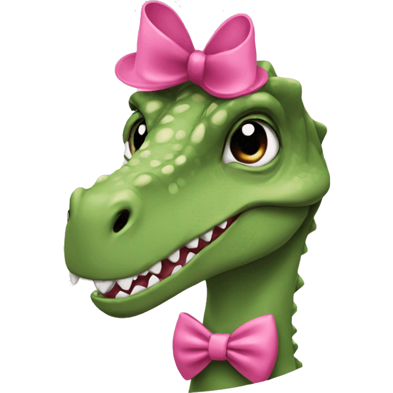 Dinosaur with pink bow and makeup emoji