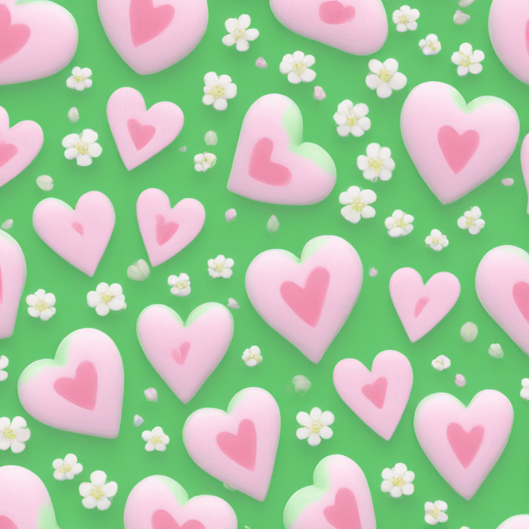 Light green heart surrounded by pink and white flowers  emoji