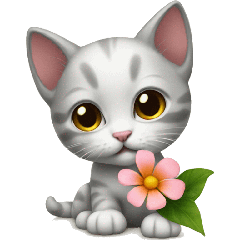 Kitten with flower emoji