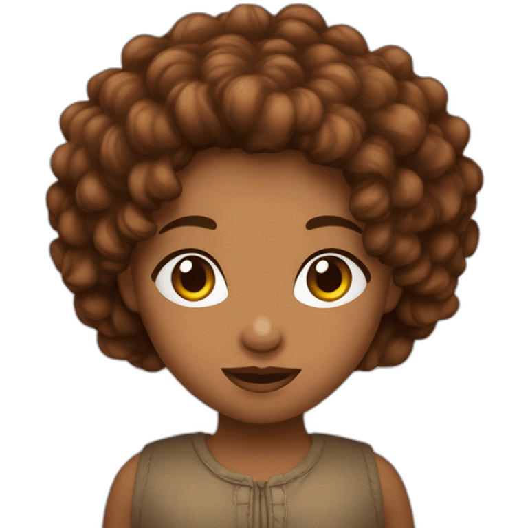 Fille métisse avec les cheveux marrons bouclés  emoji