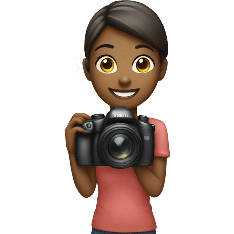 smiling girl with camera emoji