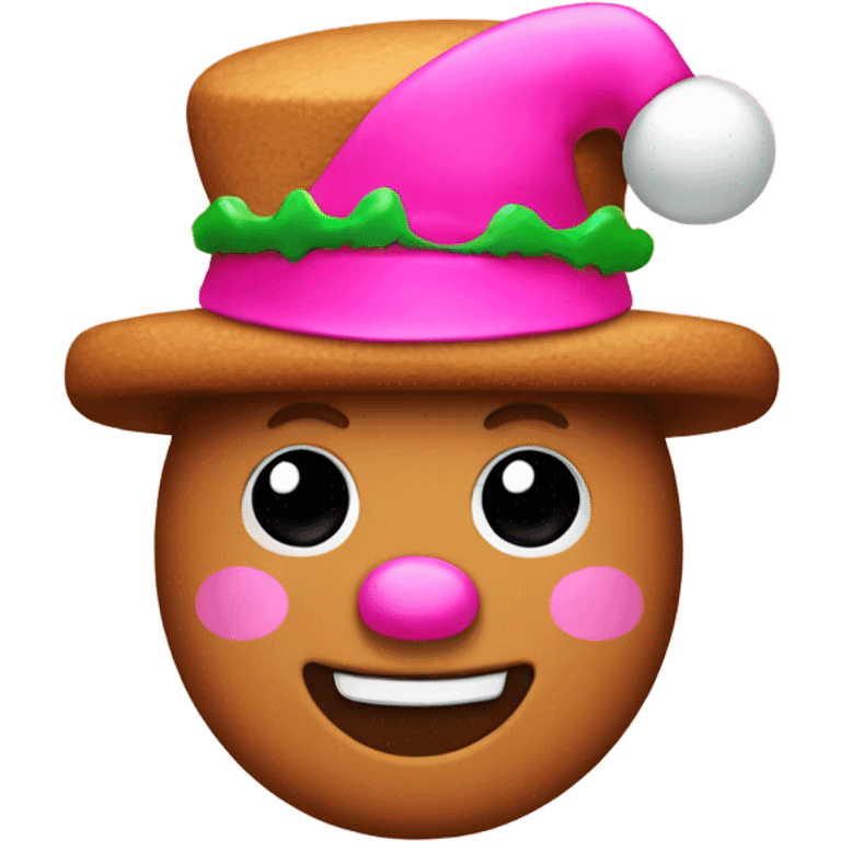 Cute gingerbread man with pink Christmas hat  emoji