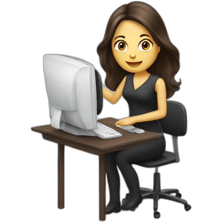 2 brunettes women with computer emoji