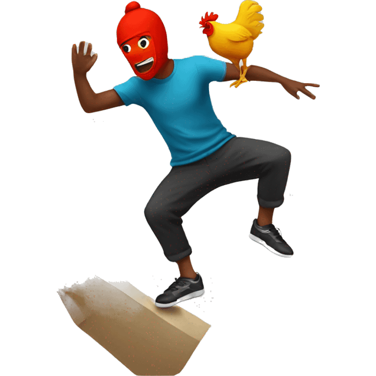 Parkour guy with a chicken head emoji