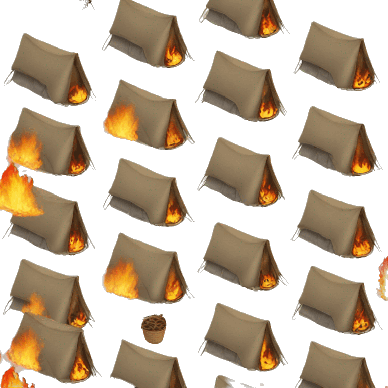 several tents around a fire emoji