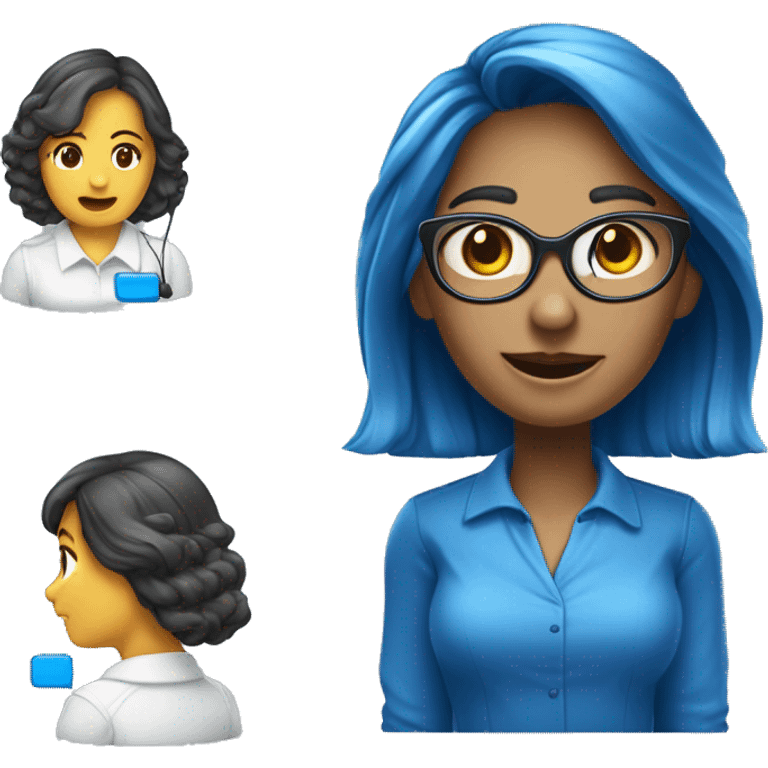 Você é um atendente de telemarketing crie uma emoji com uma blusa AZUL e um fone de telemarketing, cabelo escuro e pele branca emoji