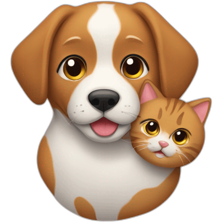 Hund und Katze kuscheln emoji