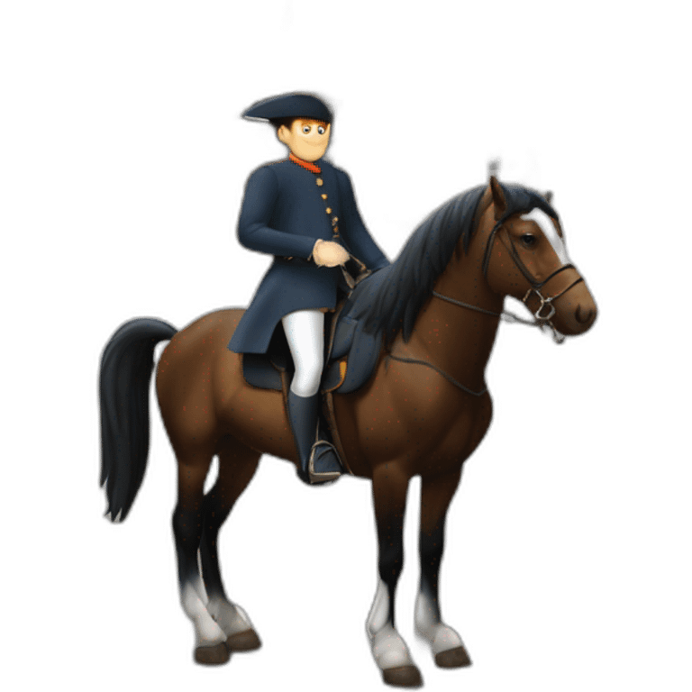 Macron sur un cheval au Mont Saint Michel emoji