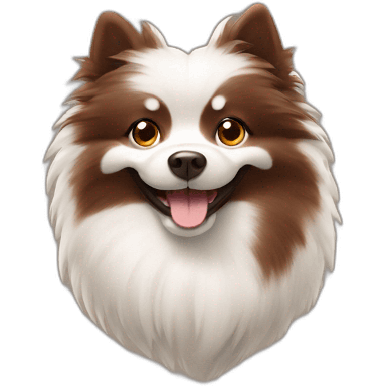 Spitz dog happy face chocolate brown hairy without white color emoji