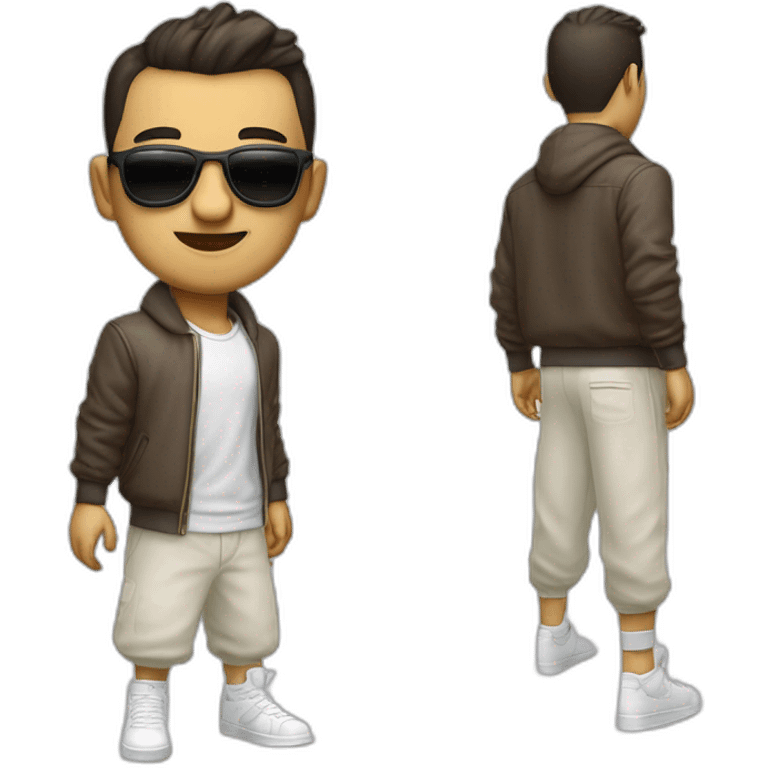 hombre con lentes,color de piel blanco, vestido con buzo y pantalones baggynike dunk, feliz emoji