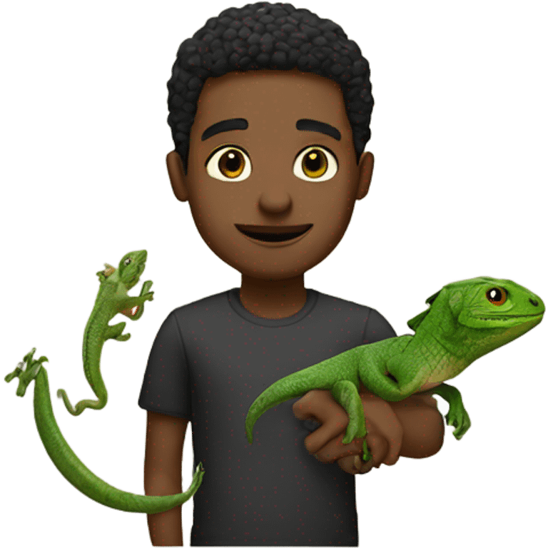 make a black man with a lizard near  emoji