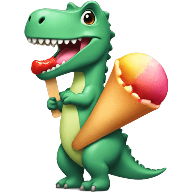 Dino riding a popsicle  emoji