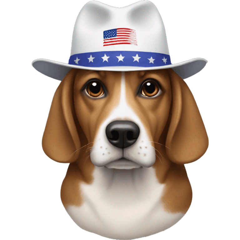 Dog wearing a Kamala Harris hat emoji