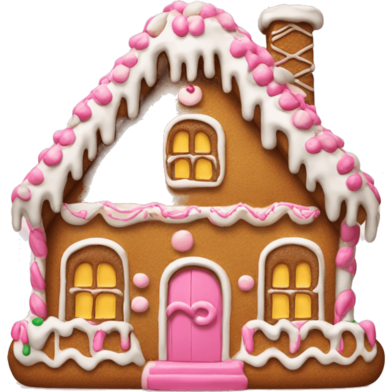 Large gingerbread house with pink icing  emoji