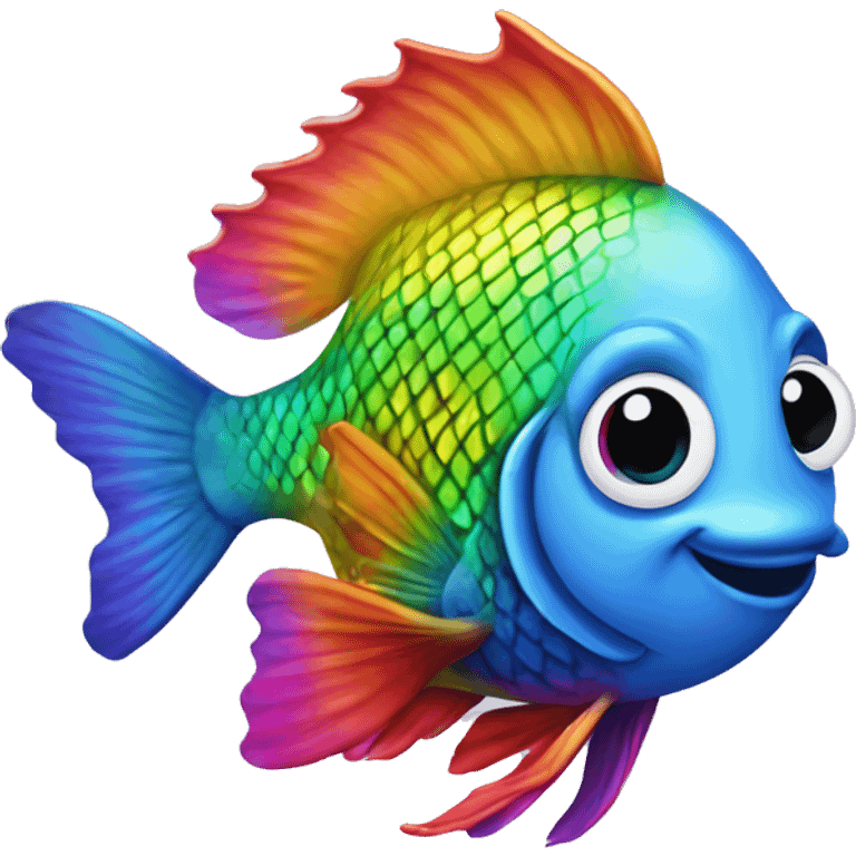 Gay rainbow fish staring at camera emoji