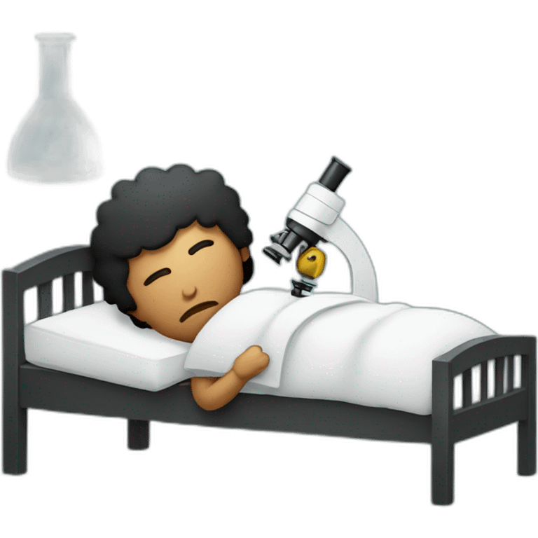 Sleepy Black hair man with microscope and pillow emoji