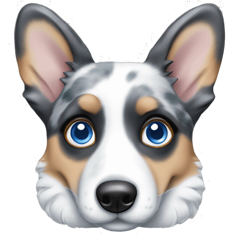 Blue Merle corgi with a blue eye emoji