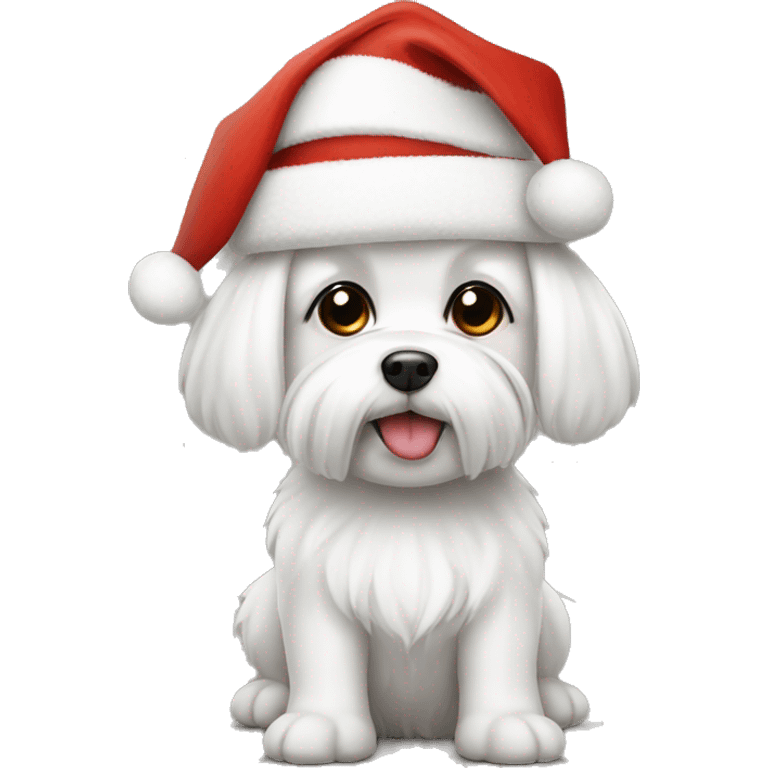 Maltese with Christmas hat  emoji