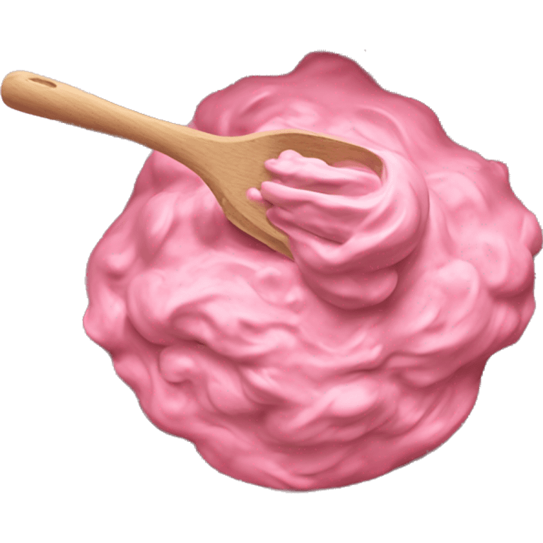 Realistic pink mixing bowl of cookie dough and with pink wisk in the bowl with it. emoji