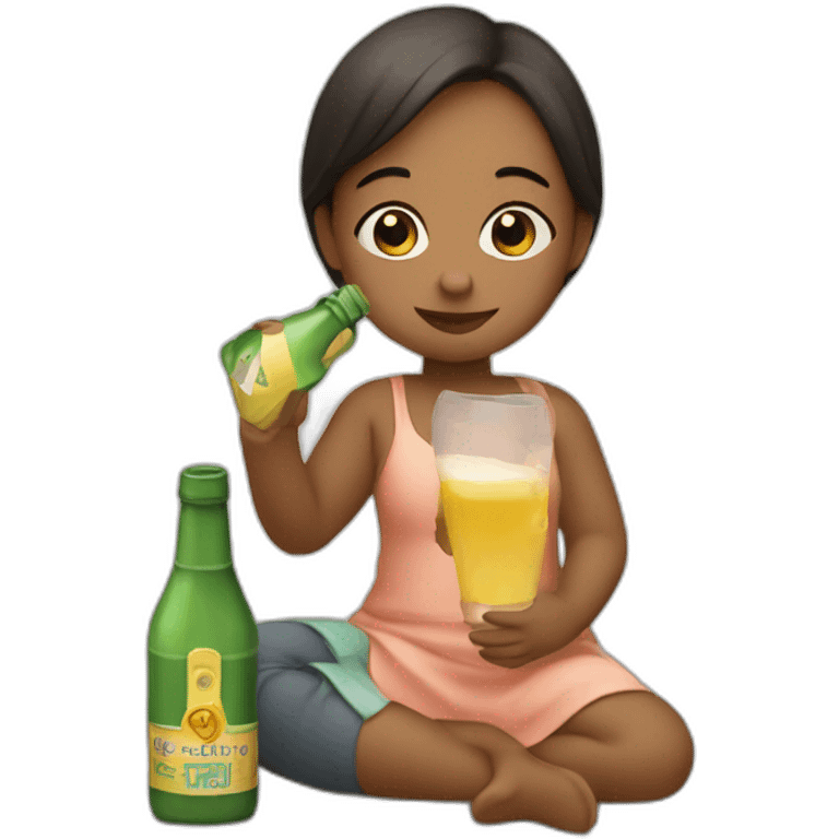 a little miquito little woman drinking a bottle emoji